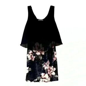 Floral Layered Mesh Cloak Slim Fit Dress